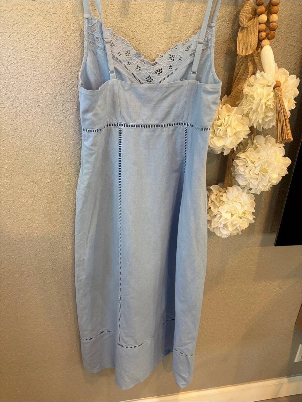 Madewell Light Blue Slip Dress with Lace Trim - Picture 3 of 4